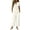 Beige, variant on Floral Embroidered Linen Set for Women, V-Neck Short Sleeve Button Down Top with Wide Leg Pants - Boho Summer Casual Co-ord Outfit Dark Green M