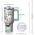 thumbnail image 2 of OBREWU Husky and Flower Tumbler with Handle and Lid,Husky and Flower 40oz Double Wall Vacuum Insulated Tumbler,Cups Gift for Women and Men, 2 of 7