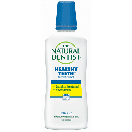 The Natural Dentist Healthy Teeth Flouride Anticavity Mouth Wash Fresh Mint, 16.9 Ounce Bottle