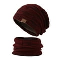 thumbnail image 4 of Fgnfyis Winter Knit Hat and Scarf Set Wool Blend Warm Neck Protection Two Piece Accessory Wine, 4 of 5