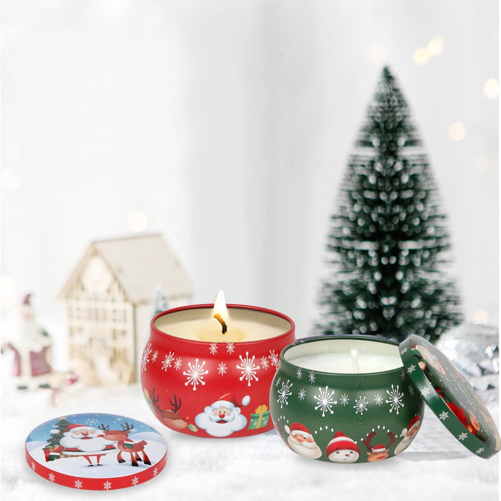 Round Nesting Tins With Holiday Print Designs Bundle of 4 or 6 Round Metal  Tins with Lids for Candles,Cookies, Candy, Food Presents - 3*2 in/ 2*3 in 
