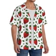 thumbnail image 4 of Vsdgher Strawberry Print Men's Wrinkle Free Untucked Cuban Shirt Business Casual Button Down Shirts Short Sleeve Shirt, 4 of 7
