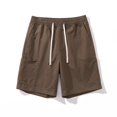 thumbnail image 4 of Men's Workout Shorts Solid Color Button Zipper Suit Cool Breathable Quarter Large Pocket Pants Sweat Shorts Men Brown XXL, 4 of 4