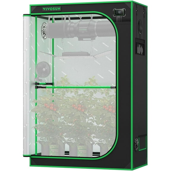 VIVOSUN P426 48"×24"×72" PRO Grow Tent, with Thick 1 inch Poles, Strengthened High Reflective Mylar Oxford Fabric, Extra Hanging Bars & High CFM Kit for Hydroponics Indoor Plant for AeroLight A200SE