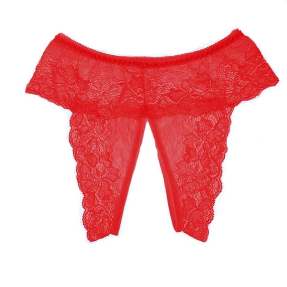 Ohufall Women's Panties All Lace Mash Seamless Briefs Open Crotch Fashion Underwear