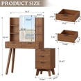 thumbnail image 2 of FANRAL LED Lighted Mirror Vanity Desk with Fluted Design,Charging Station & Glass Top,Modern Dressing Table with Storage Drawers & Shelves for Bedroom,Walnut Vanity, 2 of 7