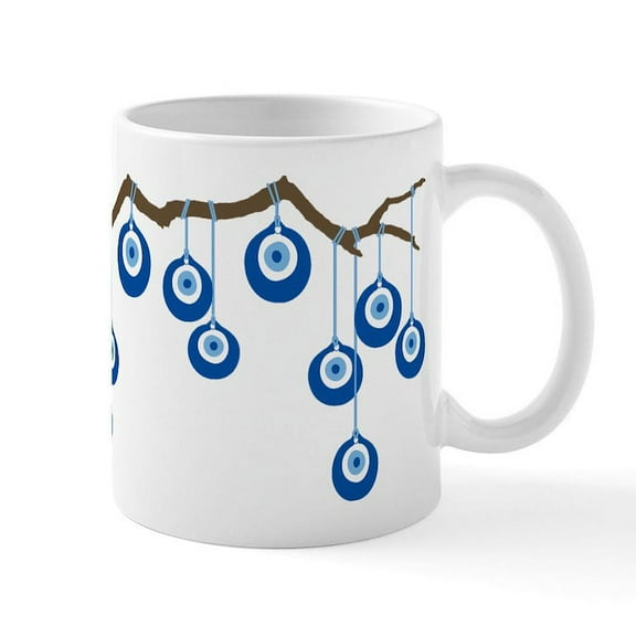 CafePress - Blue Eye Amulets On Branch Mug - 11 oz Ceramic Mug - Novelty Coffee Tea Cup