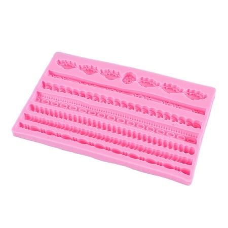 

3D Rope Strip Cake Lace Silicone Fondant Chocolate Mold Pearl Fried Dough Twist Mould for Cake Border Decoration Pink