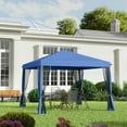 thumbnail image 5 of GVN Patio Garden Pergola, Pergola Canopy,10' x 10' Pop Up Canopy Tent with Netting,Screen House Room with Carry Bag, Blue, 5 of 10