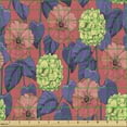 thumbnail image 2 of Ambesonne Floral Fabric by the Yard Upholstery, Hydrangea and Mallow Flowers, 3 Yards, Coral Blue Violet Green, 2 of 5