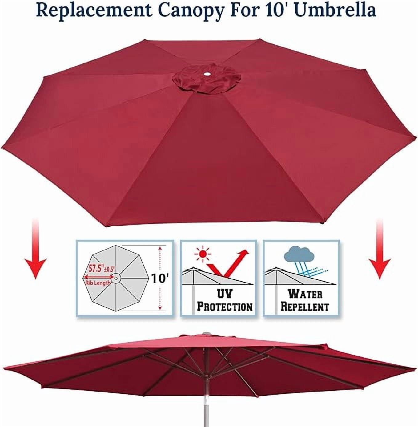 SOLAXO 10' Umbrella Canopy Top Cover Patio Replacement Top Cover 8 Ribs Outdoor Sunshade