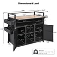 thumbnail image 3 of DTTRA 52.8" Wicker Outdoor Grill Cart with Poly Wood Top, Drop Leaf & Wine Rack, Black, 3 of 9