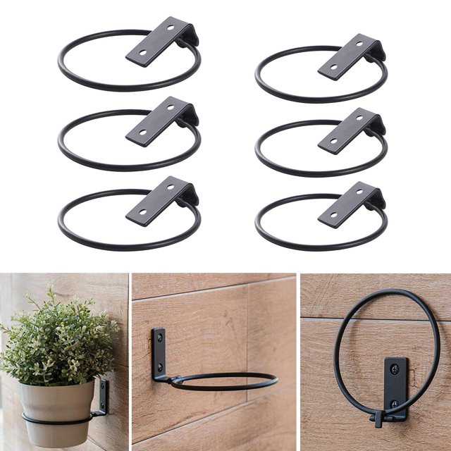 Anillos de soporte de de 6 piezas en la pared de hierro forjado para decoración al aire libre Soledad Colgador de macetas de pared