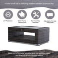 thumbnail image 3 of 2-Tier Rattan Patio Coffee Table Outdoor Side Table PE Wicker Patio Garden Tea End Desk with Tempered Glass Top & Storage for Balcony, Backyard, Poolside, 3 of 7