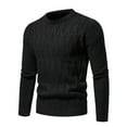 thumbnail image 4 of jsaierl Mens Sweater Cable Knit Crew Neck Solid Slim Top Shirt Long Sleeve Fall and Winter Warm Pullover Sweater, 4 of 5
