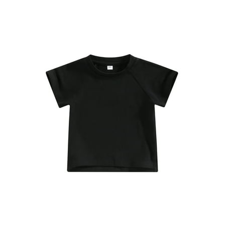 

Ma&Baby Toddler Kids Girls Boys Casual Basic T-shirt Tops Solid Color Cotton Short Sleeve Loose Fit Tee Undershirt