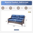 thumbnail image 3 of Jentlehouse Outdoor 3-Seat Patio Sofa Furniture, All-Weather Brown Wicker Couch with Deep Seat Anti-Slip Cushion, Blue, 3 of 7