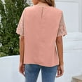 thumbnail image 4 of Summer Saving Wycnly Womens Shirts Sexy Lace Patchwork Lightweight Loose Chiffon Pullover Tops Summer Short Sleeve Round Neck Ladies Plain Tops and Blouses Pink l, 4 of 4