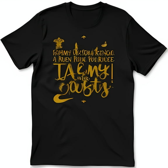 Vintage Black T-Shirt with Gold 'Tammy Duckworth' Graphic & Crown Design
