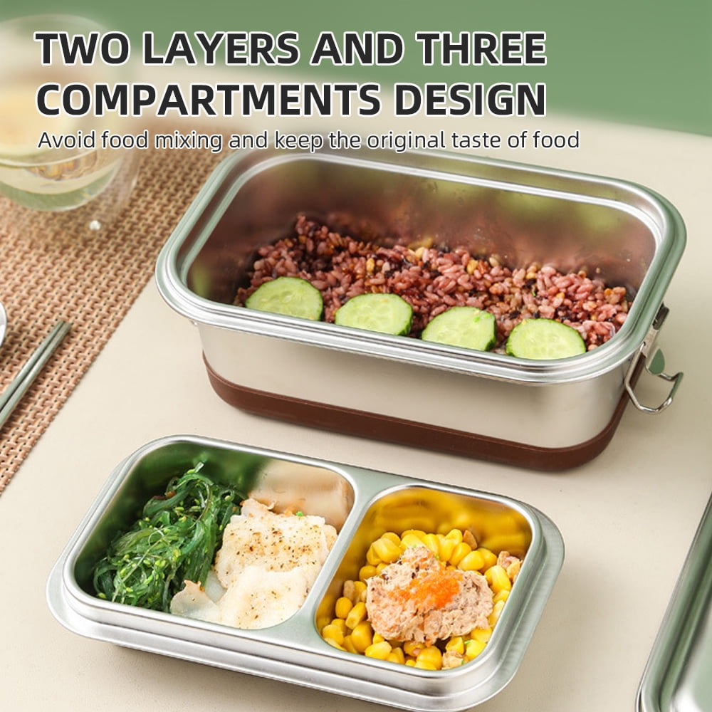 Lunch box,1.2l Bento Box Stainless Steel Lunch Layer 3 1.2l 304 Stainless Steel Box Layer 3 Box With Silicone Bento Box With Qahm Qudai Cometx