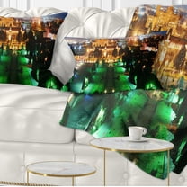 Designart Lighted Montreal City at Night - Cityscape Photo Throw Pillow - 12x20