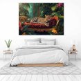 thumbnail image 3 of Mudket Framed Leopard on Red Velvet Chaise Canvas Wall Art, Jungle Leopard Print Living Room Decor, Trendy Animal Wall Art Ready to Hang - 12"L x 8"W, 3 of 10
