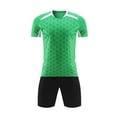 thumbnail image 1 of Odeerbi Conjunto de Uniformes de Entrenamiento de Fútbol de Malla Para Chicos Y Niñas Pantalones Cortos de Camiseta de Manga Corta En Cuadro Conjunto Atlético Seco Rápido Para 5-15 Años, 1 of 8