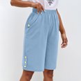 thumbnail image 2 of Pantalones informales de mujer con corte recto y holgado - Pantalones de verano con bolsillos con botón - S-XXXL, 2 of 5
