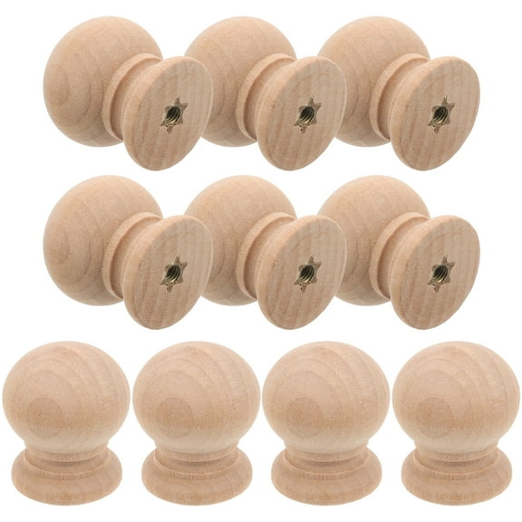 TAILTOSS Natural Wood Cabinet Knobs Round for Home Furniture 10Pcs