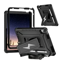 ELEHOLD For Apple iPad 11th(A16)/10th 10.9 Inch Case,Rugged Shockproof 3-Layer Kickstand Pencil Holder Protective Case with Shoulder Strap for Kids, School, Outdoor Travel,Black
