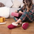 thumbnail image 3 of Women's Micro Suede Cozy Memory Foam Winter Slippers with Fuzzy Faux Fur Collar and Indoor Outdoor Rubber Sole Red,11/12 US, 3 of 6