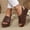 Brown, variant on Women's Plus Size Thick Sole Peep Toe Wedge Sandals, Platform Height Increasing Design, Fashion Comfortable Daily Summer Shoes Brown 36