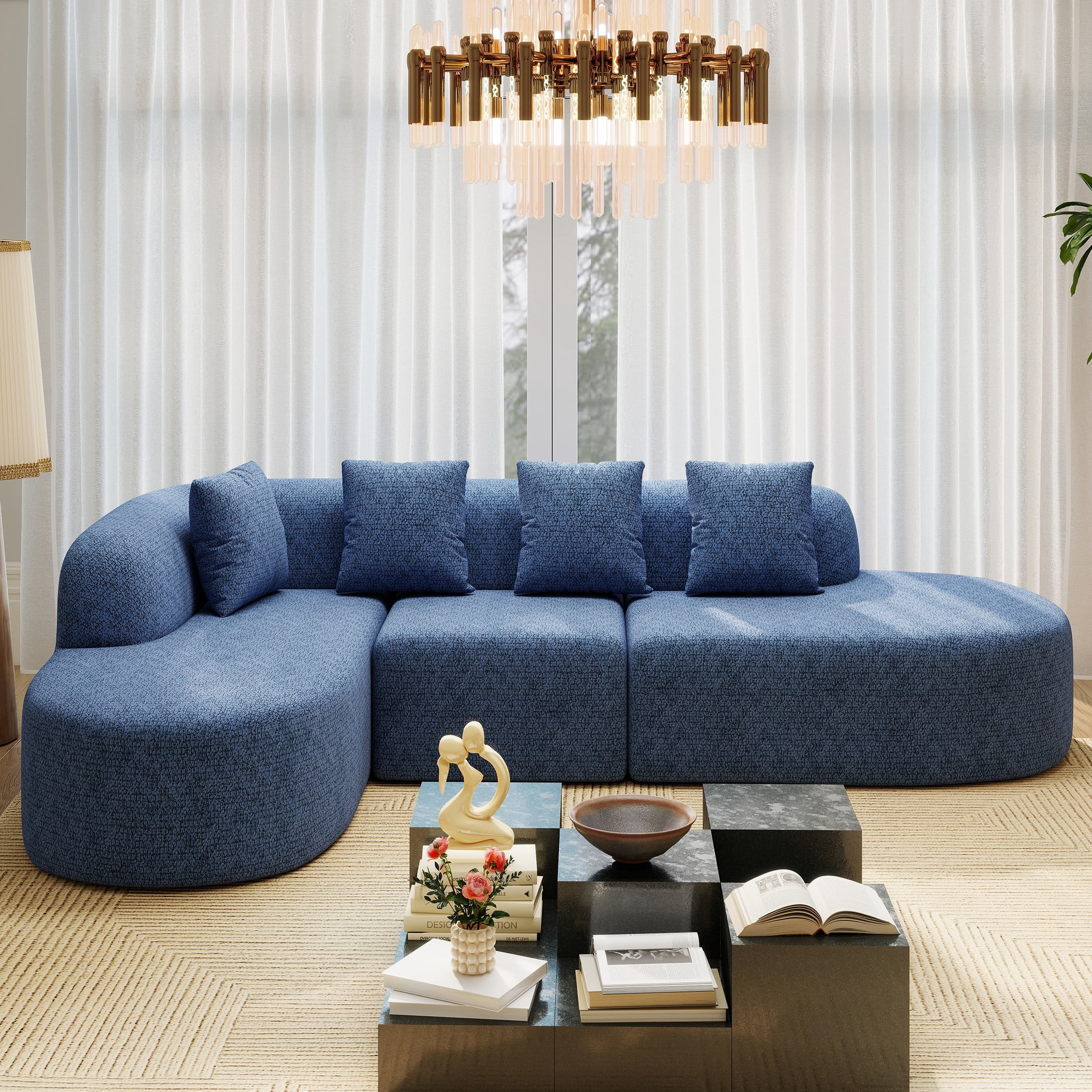 Daluvenix 114 Inch Boneless Couches for Living Room Modern Modular Sectional Sofa with Left Chaise L-Shape Cloud Sectional Couch