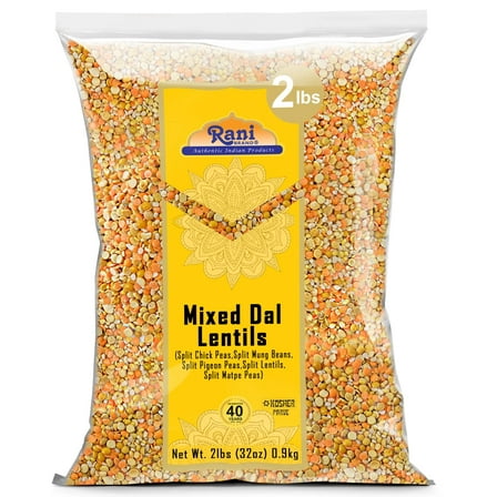 Rani Mixed Dal (Chana Dal, Moong Dal, Toor Dal, Masoor Dal, Urad Dal) 32oz (2lbs) 908g ~ All Natural | Gluten Friendly | NON-GMO | Kosher | Vegan | Indian Origin