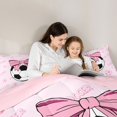 thumbnail image 5 of Manfei Cute Coquette Bowknot 7-Piece Twin Bedding,Modern Soccer Games Bedding Comforter Set,Pink Reversible, 5 of 7