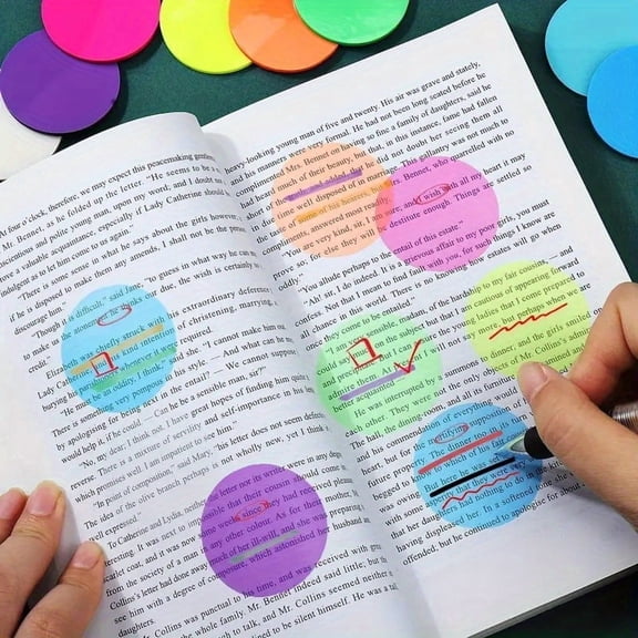 160Pcs Transparent Circular Stickers - Waterproof Index Labels with Bookmark Markers, Aesthetic Office & School Supplies