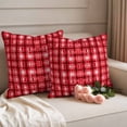 thumbnail image 2 of Red Plaid Outdoor Waterproof Pillow Covers, Modern Art Checkered Farmhouse Decorative Square Throw Pillowcase Sofa Cushion Sham for Patio/Couch/Chair, 16"x16" 2 Pack, 2 of 8