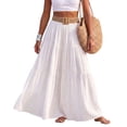 thumbnail image 2 of Linen Skirts for Women Casual Flowy Tiered Maxi Skirt Comfy Vintage Beach Travel High Waisted Boho Skirt with Belt XL, 2 of 8