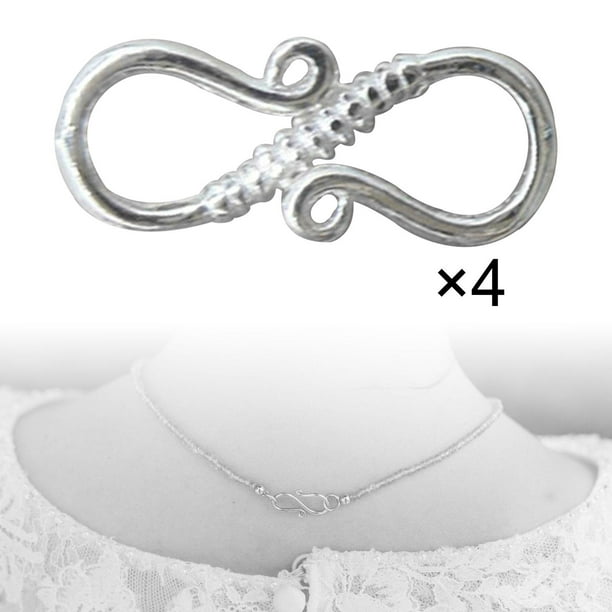 4x Sterling S Hook Clasps Eye Clasp Buckle Durable 12mm Jewelry Clasps  Hooks for Chain, Jewelry Making Findings, DIY Components without Jump Rings