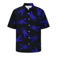 thumbnail image 4 of Honeeladyy Pink Ribbon Breast Cancer Awareness Men's Short Sleeve Shirt Cuban Hawaiian Beach Top Button Down Shirts #UD-Blue-XL, 4 of 5