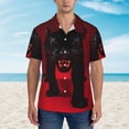 thumbnail image 2 of Gukieu Black Panther Red Background Print Men's Short-sleeved Shirts, Button-down Lapel Hawaiian Shirts, T-shirts, Beach Vacation Summer Casual Wear,3X-Large, 2 of 7