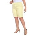 thumbnail image 5 of HDE Plus Size Bermuda Shorts Mid Rise 10" Inseam Pull On Shorts with Pockets Pale Yellow - 2X, 5 of 6