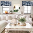 thumbnail image 4 of Retro Navy Blue White Kitchen Curtain Valances for Windows Farmhouse Short Curtains, Marble Abstract Art Rod Pocket Valance Curtain for Bedroom Cafe Living Room 60"x18", 4 of 8