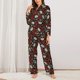 thumbnail image 2 of Fotbe Red Rose Skull Conjunto de Pijama de Manga Larga para Mujer con Estampado, Ropa de Dormir de 2 Piezas, Conjunto de Casa Suave y Cómodo con Bolsillos-Medium, 2 of 7
