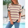thumbnail image 7 of BTFBM Summer Tops for Women Crewneck Short Sleeve Striped T Shirts Casual Spring Clothes Color Block Basic Tee Blouses, 7 of 7