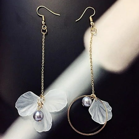 Kenneth Lane Flowers Earrings AkoaDa Charm Korean Version Of The New Style Temperament Earrings Long Style Irregular Flowers Tasseled Chain Dangle Hook ()
