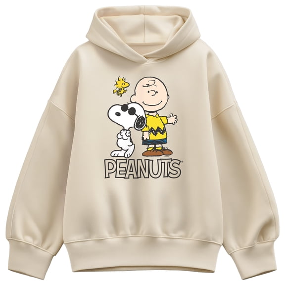 Peanuts - Charlie Brown, Snoopy & Woodstock - Women's Oversized Fleece Hoodie Sweatshirt