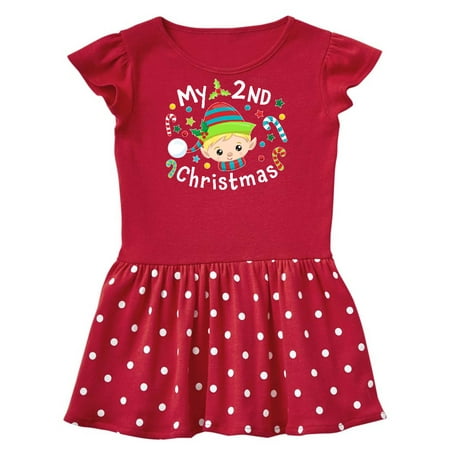 

Inktastic My 2nd Christmas Elf Boy with Candy Canes Gift Baby Girl Dress