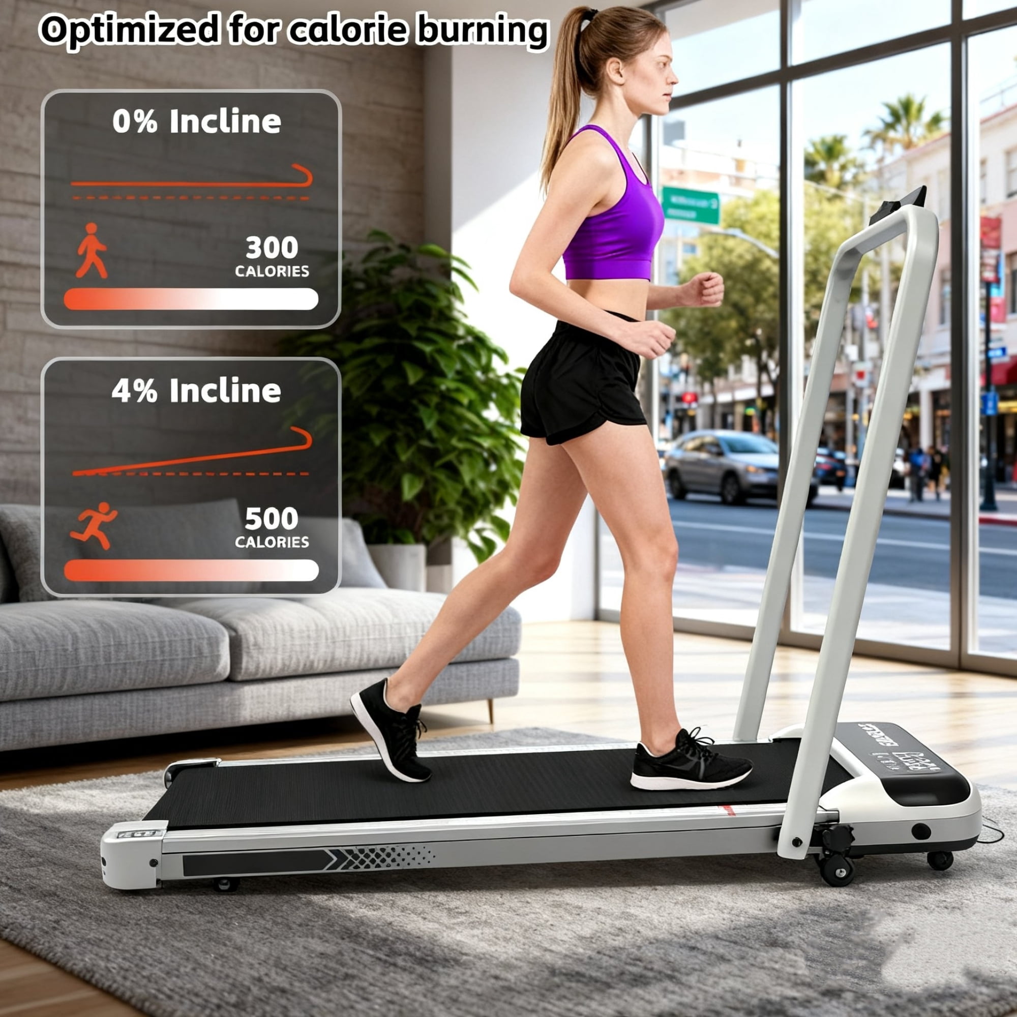Jopath 3 in 1 Under Desk Treadmill with Incline,Folding Treadmill with Walking Pad and Handle Bar,Portable Treadmill with Remote Control LED Display,265 Lbs Capacity,Antique Silver