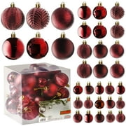 Prextex Copper Christmas Ball Ornaments for Christmas Decorations - 36 Pieces Xmas Tree Shatterproof Ornaments with Hanging Loop for Holiday and Party Decoration (Combo of 6 Styles in 3 Sizes)